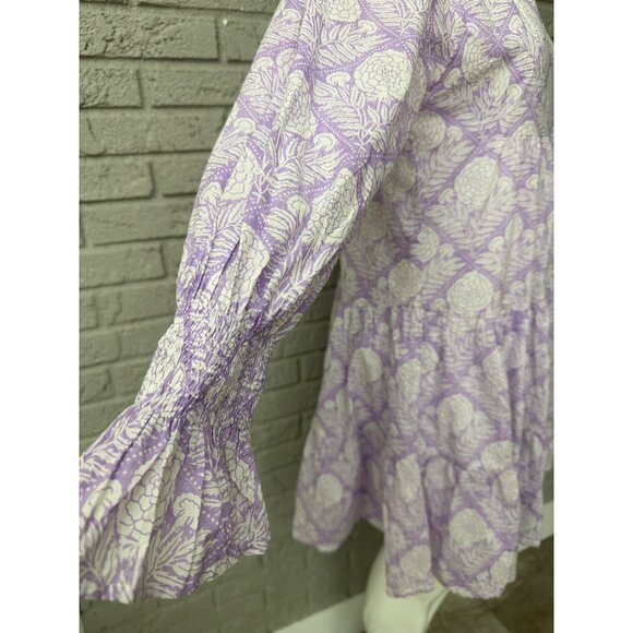 Just Darviny Lilac Hydrangea Floral Print Long Sleeve A-Line Dress Size S - Picture 3 of 8